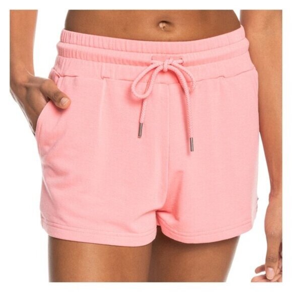 ROXY Womens XLarge Pink Check Out Sweat Shorts Lounge Sleep Pajama Beach - Picture 1 of 1